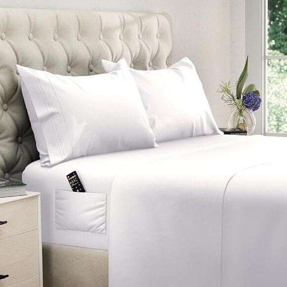 DREAMCARE Queen Sheet Set – 4 pcs Cooling Sheets – up to 15” Deep Queen Size Bed